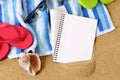 Summer beach background writing book copy space Royalty Free Stock Photo