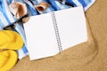 Summer beach background writing book copy space Royalty Free Stock Photo