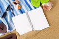 Summer beach background writing book copy space Royalty Free Stock Photo