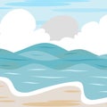 Beach background vector, cloud, wave, sea, ocean, sky, sand. Royalty Free Stock Photo