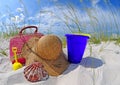 Beach bag and accessories Royalty Free Stock Photo