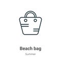 Beach bag outline vector icon. Thin line black beach bag icon, flat vector simple element illustration from editable summer Royalty Free Stock Photo