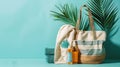 Beach bag packed with towels Royalty Free Stock Photo