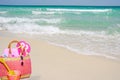 Beach Bag on Shore Royalty Free Stock Photo
