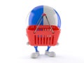 Beach ball character holding shopping basket Royalty Free Stock Photo