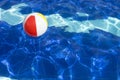 Beach ball floating in swimming pool. Royalty Free Stock Photo