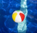 Beach ball floating in swimming pool. Royalty Free Stock Photo