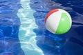 Beach ball floating in swimming pool. Royalty Free Stock Photo