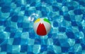 Beach ball floating in swimming pool Royalty Free Stock Photo