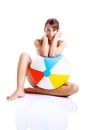 Beach ball girl Royalty Free Stock Photo