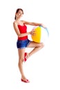 Beach ball girl Royalty Free Stock Photo