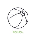 Beach ball outline icon. Vector illustration. Inflatable ball for summer fun. Symbol of summertime, beach and water sport Royalty Free Stock Photo