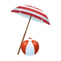 Beach ball and parasol icon, colorful design