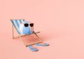 Beach Ball Relaxing on Lounge Chair with Sunglasses, Summer Chill Concept