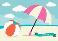 Beach Ball and Sun Umbrella Royalty Free Stock Photo