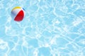 Beach ball in swimming pool background Royalty Free Stock Photo