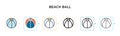 Beach ball vector icon in 6 different modern styles. Black, two colored beach ball icons designed in filled, outline, line and Royalty Free Stock Photo