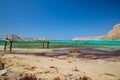 Beach of Balos with sea bridge Royalty Free Stock Photo