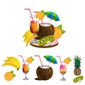 Set of fruits and cocktails for a beach bar Royalty Free Stock Photo