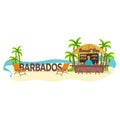 Beach Bar. Barbados. Travel. Palm, drink, summer, lounge chair, tropical.