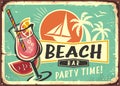 Beach bar cocktail party retro poster