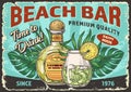 Beach bar colorful vintage sticker Royalty Free Stock Photo