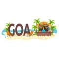 Beach Bar. Goa, India. Travel. Palm, drink, summer, lounge chair, tropical.
