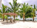 Beach bar leaner and thatched roof on Upolu Island, Samoa, South