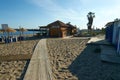 Beach bar in marbella next to palmtree Royalty Free Stock Photo