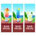 Beach bar menu vector design template with place for text. Summer tropical background. Royalty Free Stock Photo