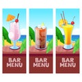 Beach bar menu vector design template with place for text. Summer tropical background. Royalty Free Stock Photo