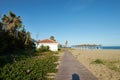 Beach bar with palmtrees in Marbella Royalty Free Stock Photo