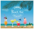 Beach bar. Set of alcohol drinks and cocktails. Royalty Free Stock Photo