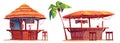 Beach bar shacks with cocktail drinks on counter. Royalty Free Stock Photo