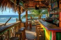 Beach bar sunset tropical. Generate Ai Royalty Free Stock Photo