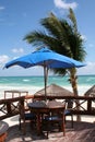 Beach Bar at Tulum Resort in Cancun Bay - Mexico Royalty Free Stock Photo