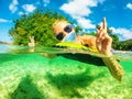 Beach bathing with Covid-19 Royalty Free Stock Photo