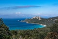 Beach and bay views from the hills of the island of Porquerolles in Provence Royalty Free Stock Photo