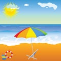 Beach beauty with umbrella vector