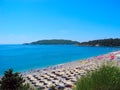 The beach in Becici, Montenegro. Royalty Free Stock Photo