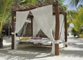 Beach bed on white sand Royalty Free Stock Photo