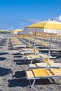 Beach beds and umbrellas, Italy Royalty Free Stock Photo