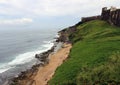 Beach Behind Fort in Old San Juan Puerto Rico Royalty Free Stock Photo