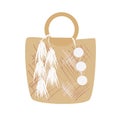 Beach Beige Nude Straw Bag With Tassels And Pampons