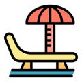 Beach bench icon vector flat