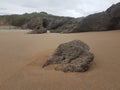 Beach with big rocks on the sand