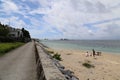 Beach in Bise Fukugi Tree Road, Bise Village in Okinawa, Japan Royalty Free Stock Photo