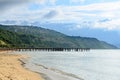 Beach of Black Sea from Albena, Bulgaria with golden sands, blue Royalty Free Stock Photo