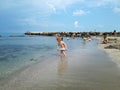 The beach on the Black Sea in the resort town of Pomorie