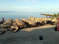 The beach on the Black Sea in the resort town of Pomorie
